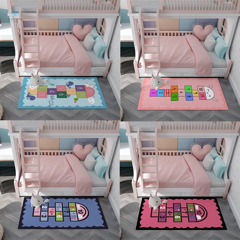 Hopscotch Rug  Hop and Count Game Rug with Cute Colorful Design Anti-Slip Kids Play Mat Soft Floor Area Rug and Carpet