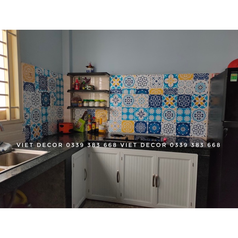 Decal Gạch Bông C35 - Set 30 ô 20x20cm - Decal Dán tường, Dán bếp, Trang trí nhà cửa - Viet Decor