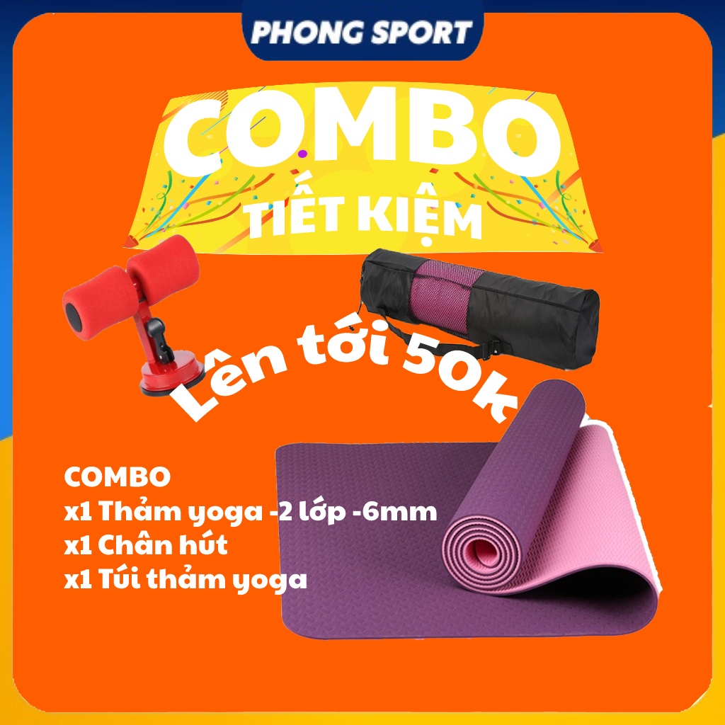 Thảm yoga chống trượt COMBO CHÂN HÚT dày 6mm-8mm tập tại nhà