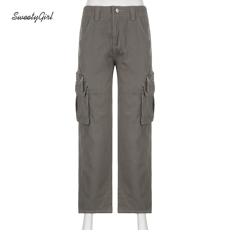 Quần Dài Thể Thao Lưng Thấp Màu Xám Trơn Phối Nút Thời Trang 2022 Cho Nữ