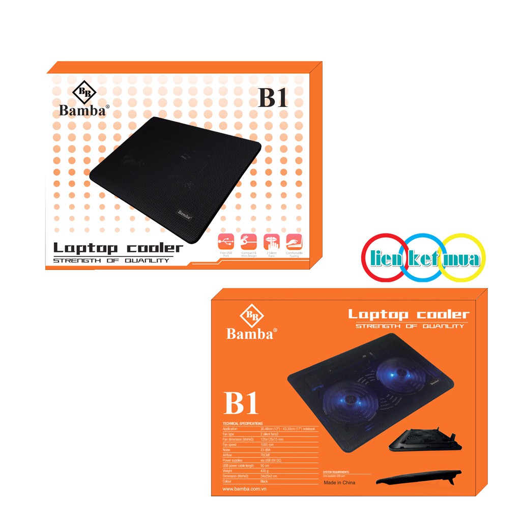 Quạt làm mát Laptop Bamba B1 (2 Quạt) - Đế tản nhiệt Laptop