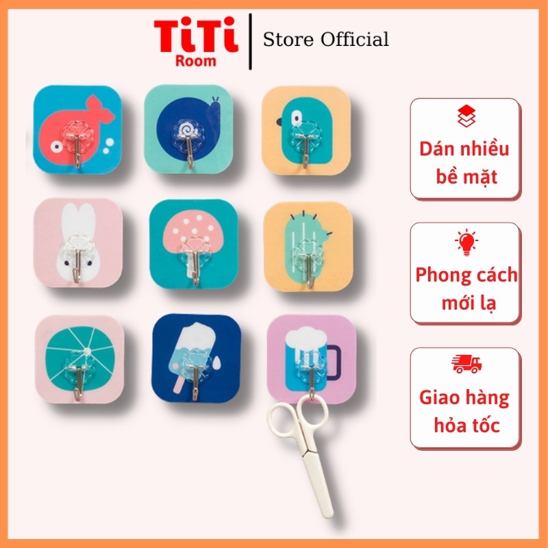 Móc dán tường chịu lực siêu dính nhiều màu dễ thương phù hợp dán bề mặt nhẵn trong nhà TiTi Room