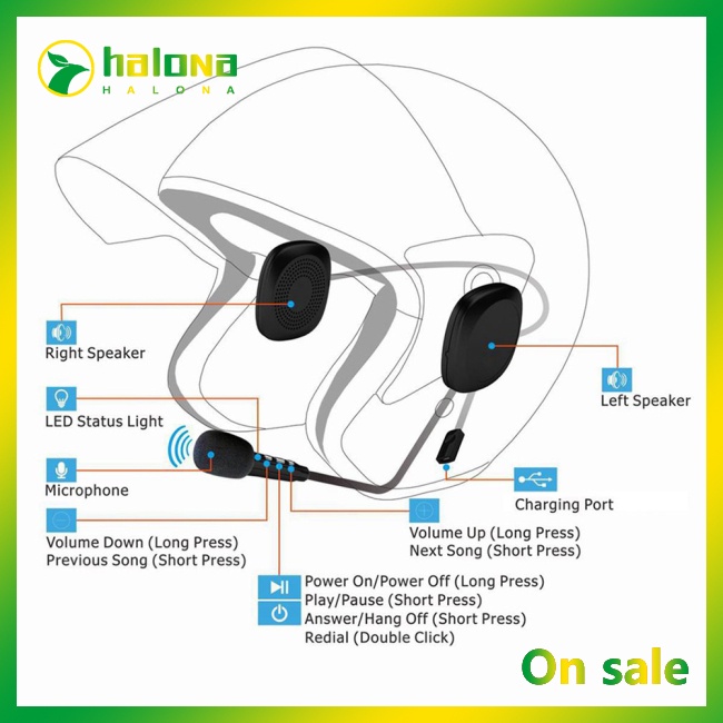 Tai Nghe Bluetooth Chống Nước Gắn Mũ Bảo Hiểm Tiện Dụng Khi Lái Xe Mô Tô