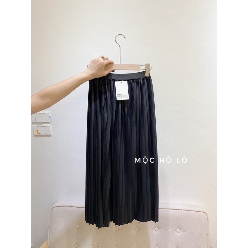 Chân váy xếp ly đen cạp chun ( ảnh thật )