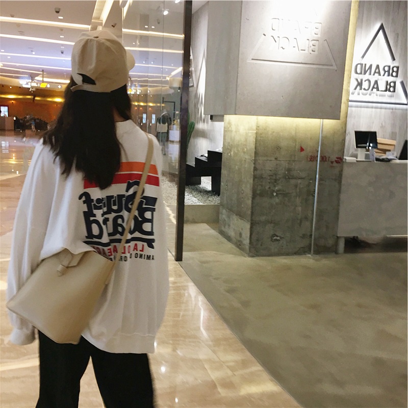 Áo Sweater Tay Dài Dáng Rộng Thời Trang Cho Nữ