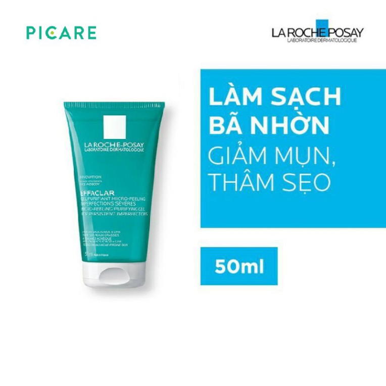 [CHÍNH HÃNG] La Roche Posay Gel Rửa Mặt Giảm Mụn Cho Mặt &amp; Toàn Thân Effaclar Micro-Peeling Purifying Gel ( 50ml - 400ml