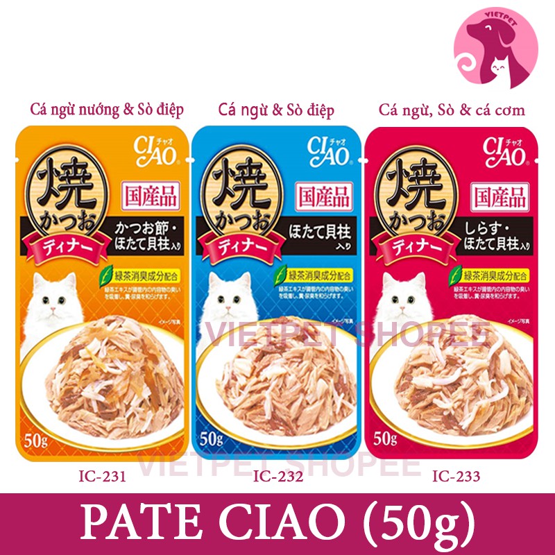 🧧[SALE TẾT] 🧧 Combo Pate cho mèo Hello Cat (190g) &amp; 3 gói Pate Ciao (150g)