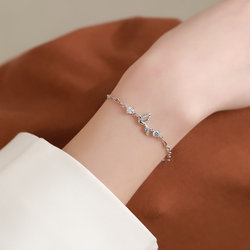 Mới Vòng Tay Mặt Hình Chim Và Cây Tre Thiết Kế Đơn Giản Thời Trang Cho Nữ