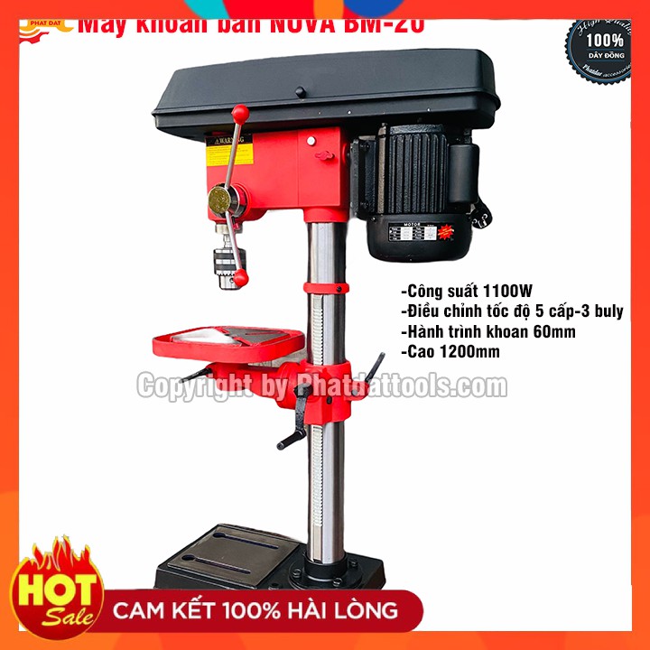 Máy khoan bàn NOVA BM-20 - Công suất 1100W-Đầu kẹp 20mm-Bảo hành 6 tháng