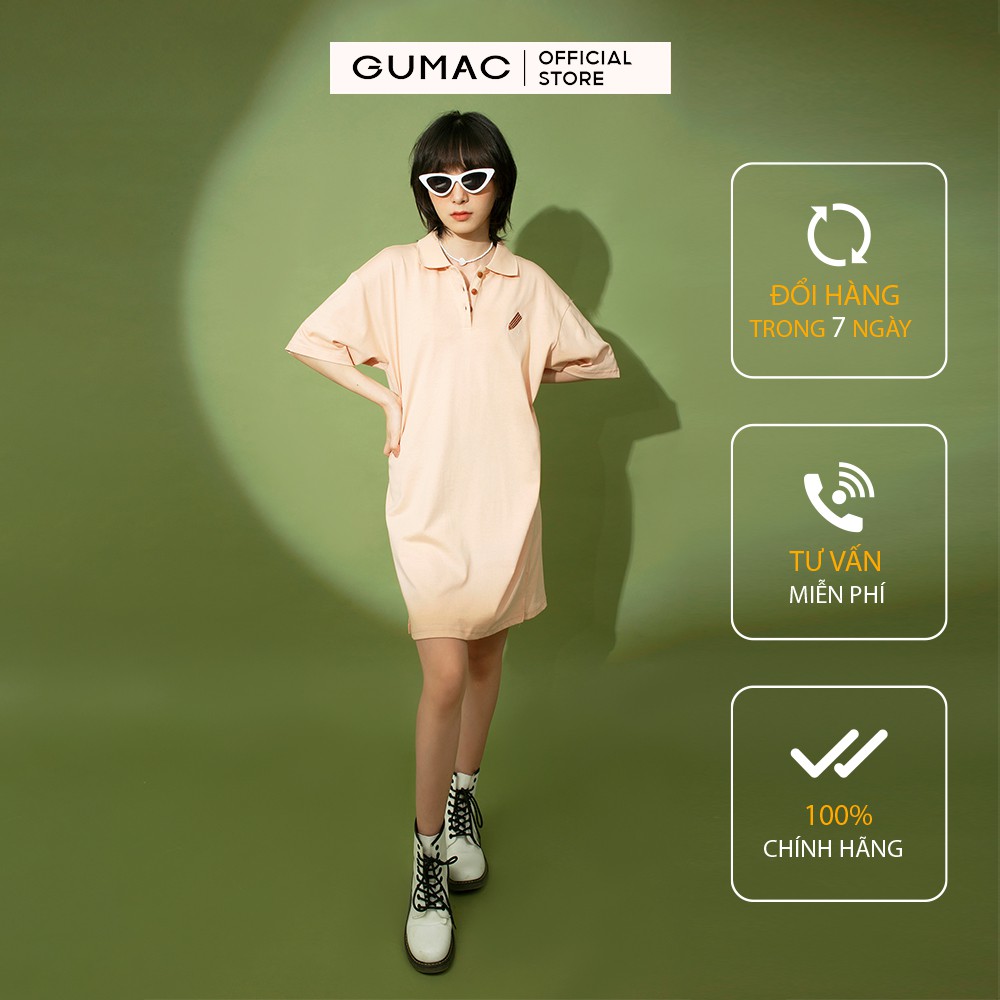 Đầm suông nữ thun GUMAC thêu họa tiết đủ màu đủ size mới DB197