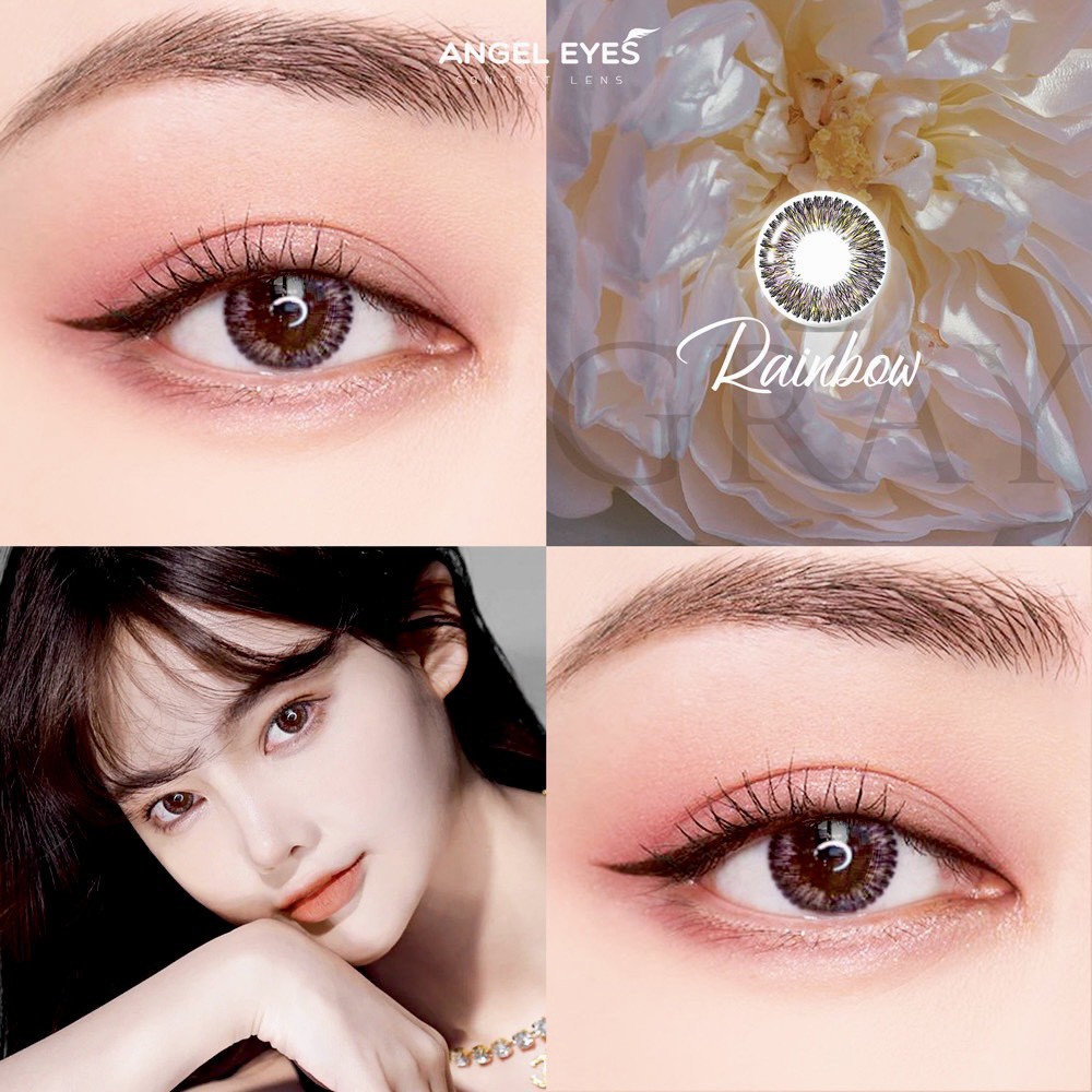 Lens màu nâu và lens màu xám Angel Eyes Rainbow - Đường kính 14.2 - Không độ