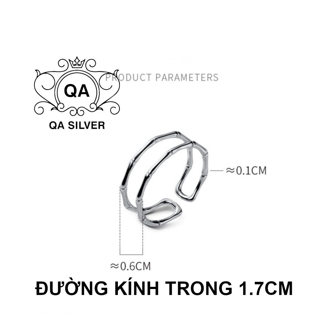 Nhẫn bạc 2 tầng nữ đốt trúc tối giản S925 LAYER Silver Ring QA SILVER RI220403