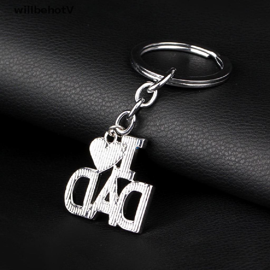 Móc Khóa Tráng Men Khắc Chữ I Love Mom / Dad Thời Trang Làm Quà Tặng Cha Mẹ
