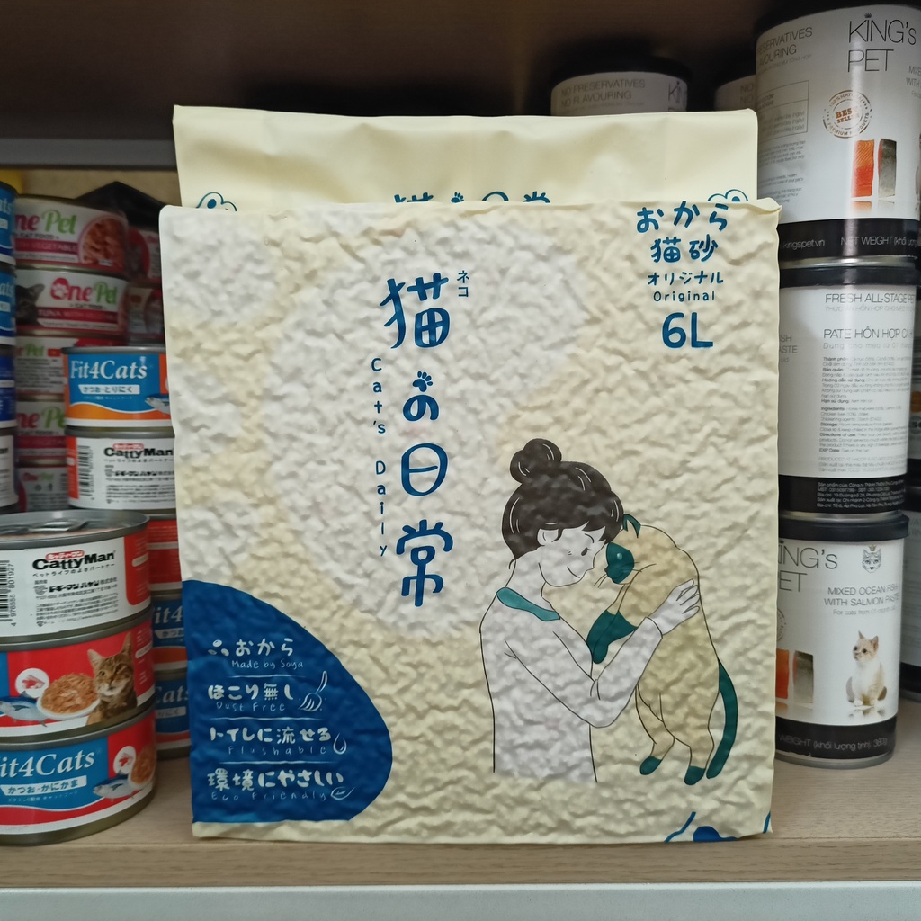 Cát vệ sinh hữu cơ cho mèo, cát đậu tuyết Tofu Cat's Daily siêu vón, xả bồn cầu, khử mùi