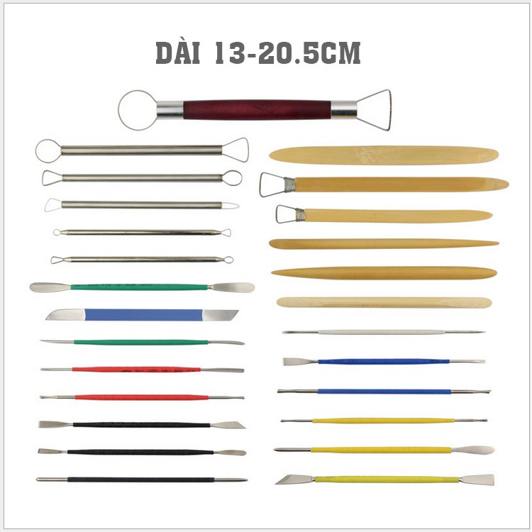 Bộ 26 Dụng Cụ Điêu Khắc Tổng Hợp - Bộ Dụng Cụ Nặn Đất Sét, Điêu Khắc Gốm, Nặn Tượng, Làm Mô Hình Đa Năng