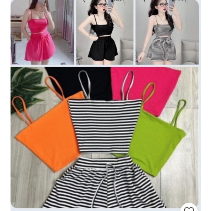 Sét bộ 2 dây ngang &amp; quần đùi ống rộng Cực xinh TV2