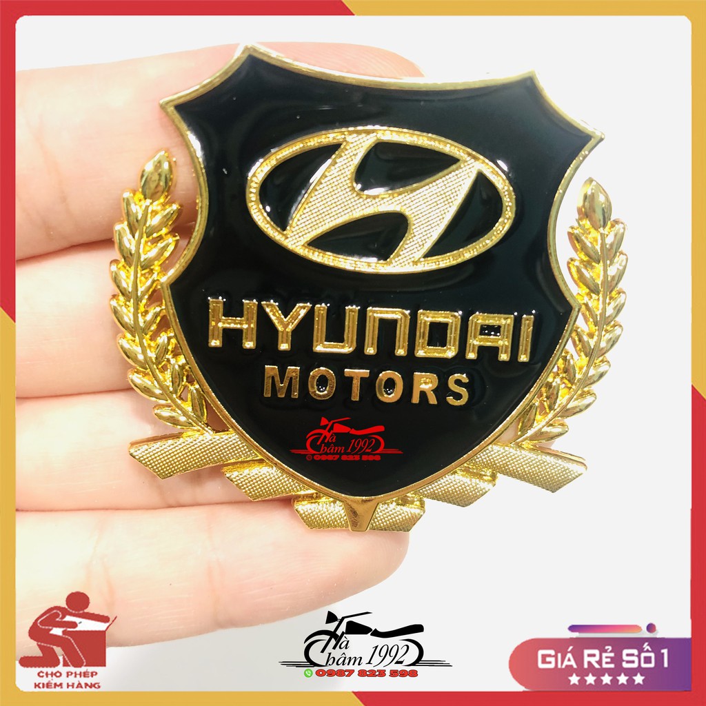 Logo Kim Loại HYUNDAI Gắn Ô tô - Hàng Loại 1 Sẵn Keo 3M