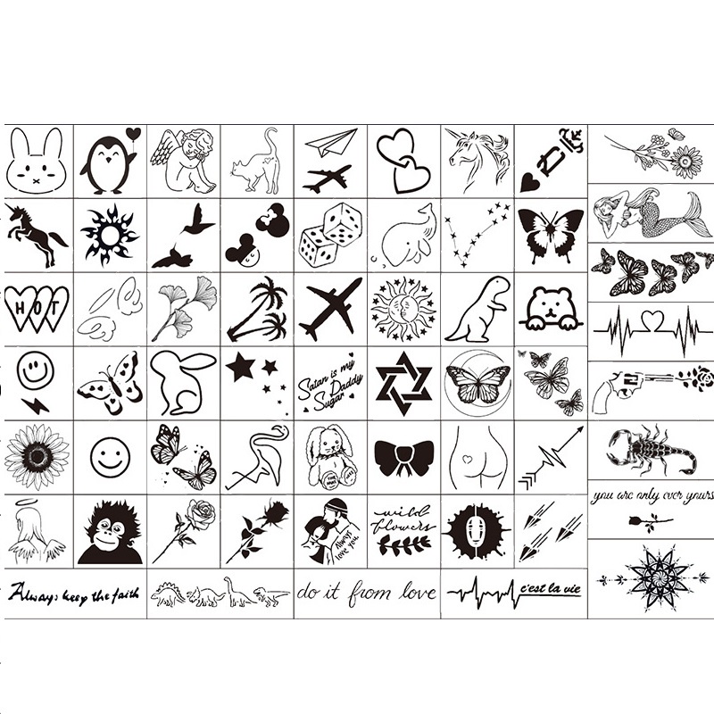Bộ 60 hình xăm dán mini tạm thời chống thấm nước có thể kéo dài đến 15 ngày JIAMIN Magic Tattoo