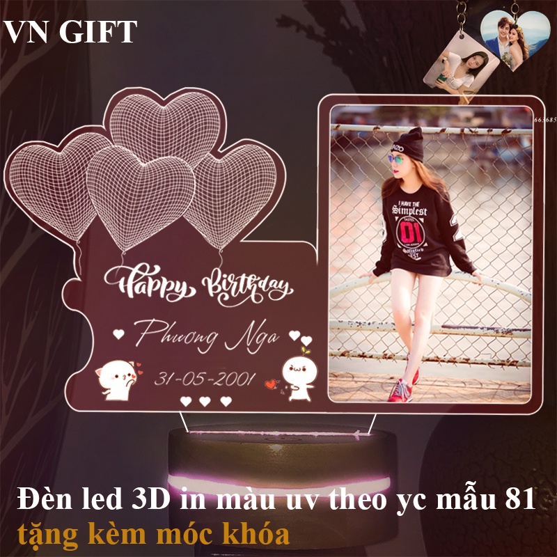 [Hot] Đèn led 3D in hình theo yêu cầu, quà tặng sinh nhật, quà cưới, đèn ngủ