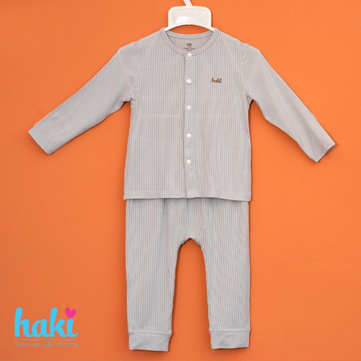Bộ quần áo dài tay cài giữa vải gỗ sồi(Modal) cao cấp cho bé HAKI BM003