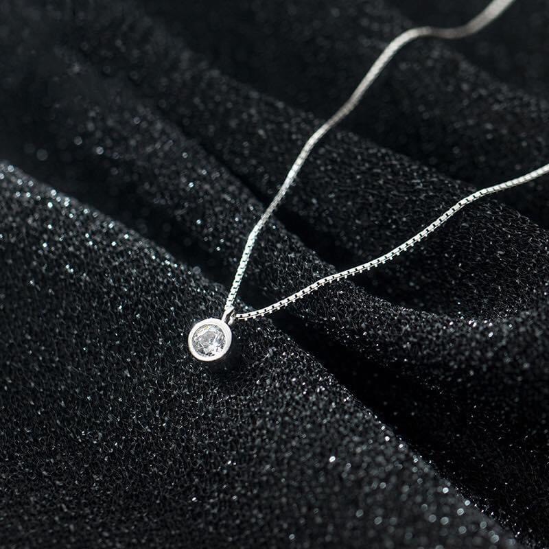 Dây chuyền bạc nữ TLEE mặt đá tròn nhỏ đơn giản TleeJewelry D0173