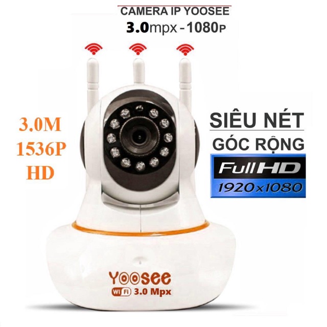 Camera yoosee 3.0 mpx hỗ trợ wifi - Camera không dây yoosee 3 râu độ phân giải 3Mpx có hồng ngoại