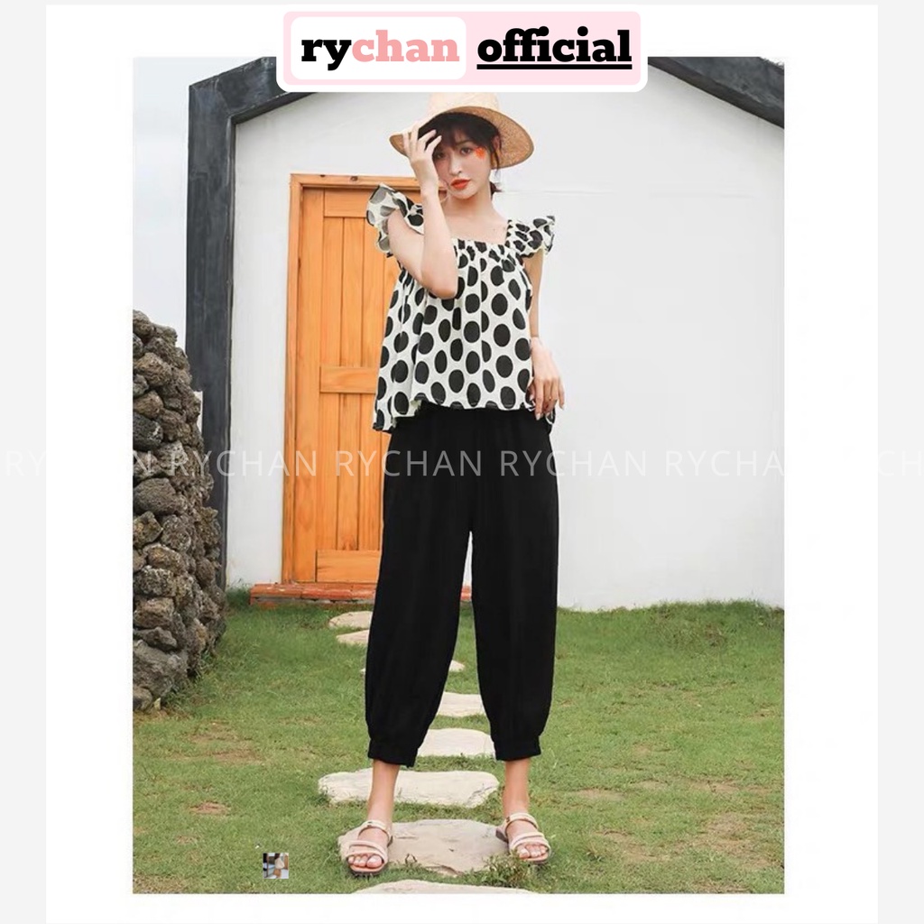 SE839 - Set Quần Bí Mix Áo Bèo Chấm Bi Cánh Tiên Nhiều Màu / Set Bộ Bi Dễ Thương Trẻ Trung Năng Động Vải Lụa Mềm Mại