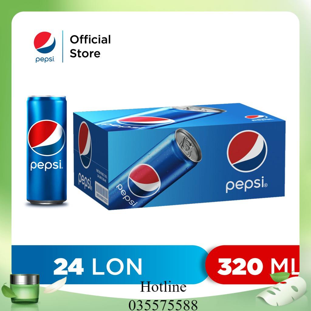 Thùng 24 Lon Nước Ngọt Có Gaz Pepsi (320ml/lon)