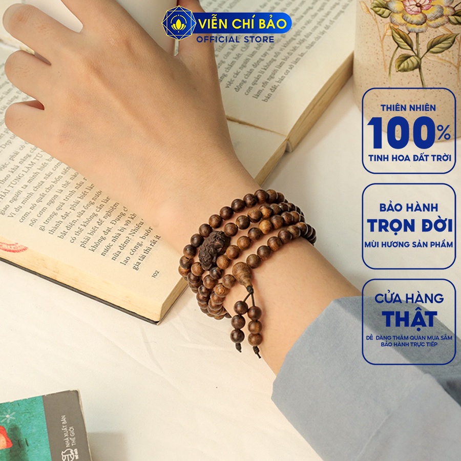 Chuỗi trầm hương Indo 108 hạt mix - Phật Tổ, Tỳ Hưu Hoa sen Thánh giá thời trang phụ kiện trang sức Viễn Chí Bảo V000809