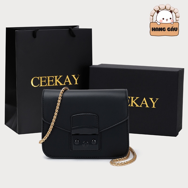 🐻Hàng Order🐻 Túi Xách Nữ CEEKAY Chính Hãng Dáng Hộp Vuông Cao Cấp Quai Đeo Chéo Xích Vàng Sang Chảnh Nữ Tính🐻