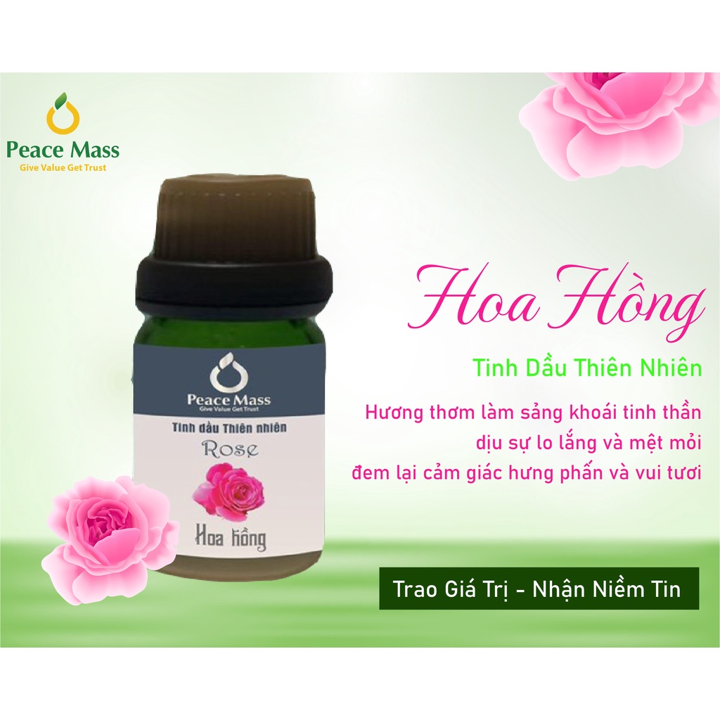 [Mã BMBAU50 giảm 10% đơn 99k] [FREESHIP] [Quà 14/2] Tinh Dầu Hoa Hồng Peace Mass 10ml Dùng Cho Máy - Rose