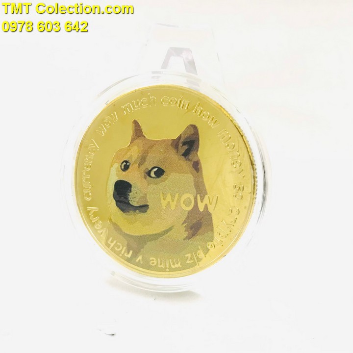 Xu kỷ niệm Dogecoin Vàng, Dùng để sưu tầm, giải trí trang trí bàn sách, làm quà tặng dễ thương ý nghĩa -SP005311