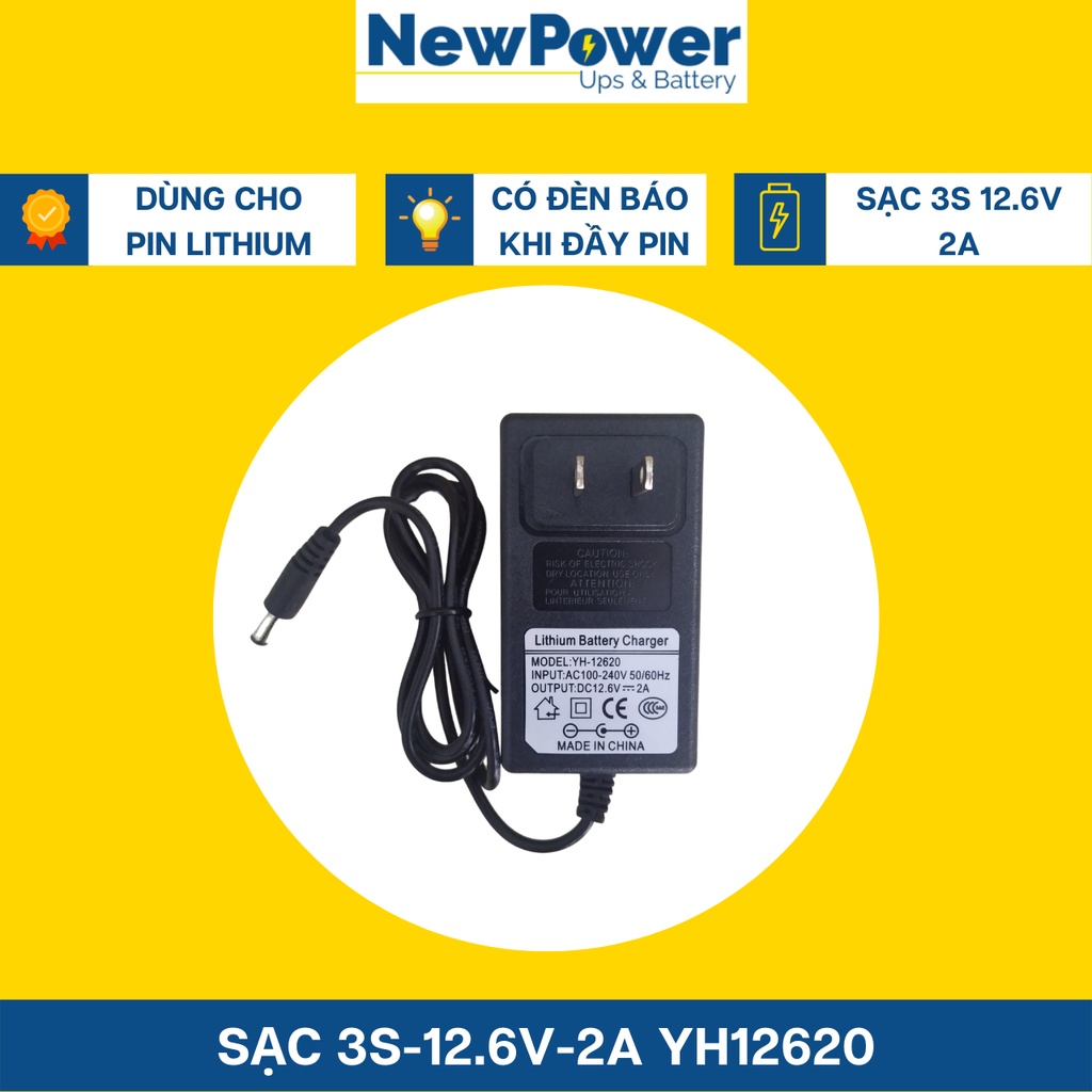 Sạc 3S 12.6V-2A YH-12620 dùng cho Pin Li-ion  Có Đèn Báo Đầy Pin