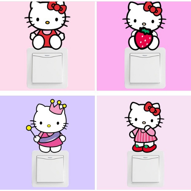 Decal dán công tắc ĐÈN - hình Hello Kitty