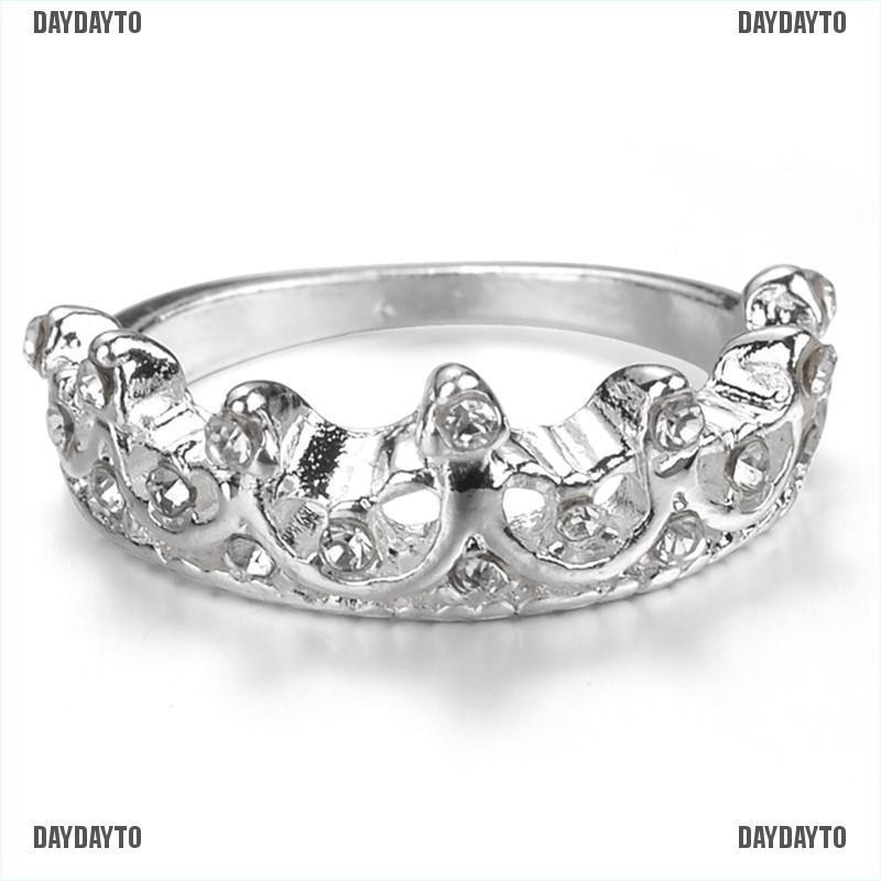 Nhẫn Cưới Hình Vương Miện Đính Đá Zircon Màu Bạc Dành Cho Nữ