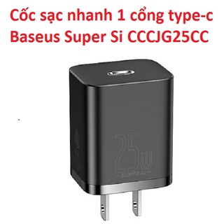 Cốc sạc nhanh 25w 1 cổng type-c chân dẹp baseus super si cccjg25cc