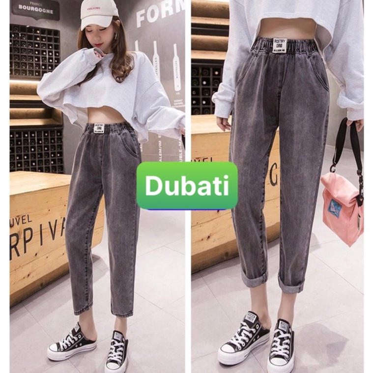 QUẦN JEAN BAGGY NỮ CHẤT BÒ 2 MÀU CẠP CHUN LƯNG THUN LƯNG CẠP CAO NÂNG MÔNG PHONG CÁCH CAO CẤP - DUBATI FASHION