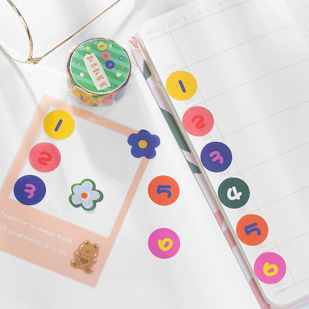 Cuộn 100 miếng dán trang trí sổ tay họa tiết hoạt hình dễ thương DIY