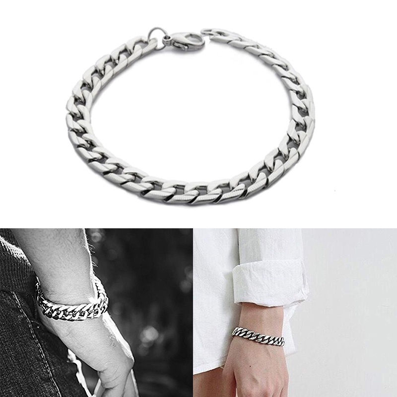 Vòng Tay Dạng Xích Bằng Thép Không Gỉ Rộng 9mm Dành Cho Nam