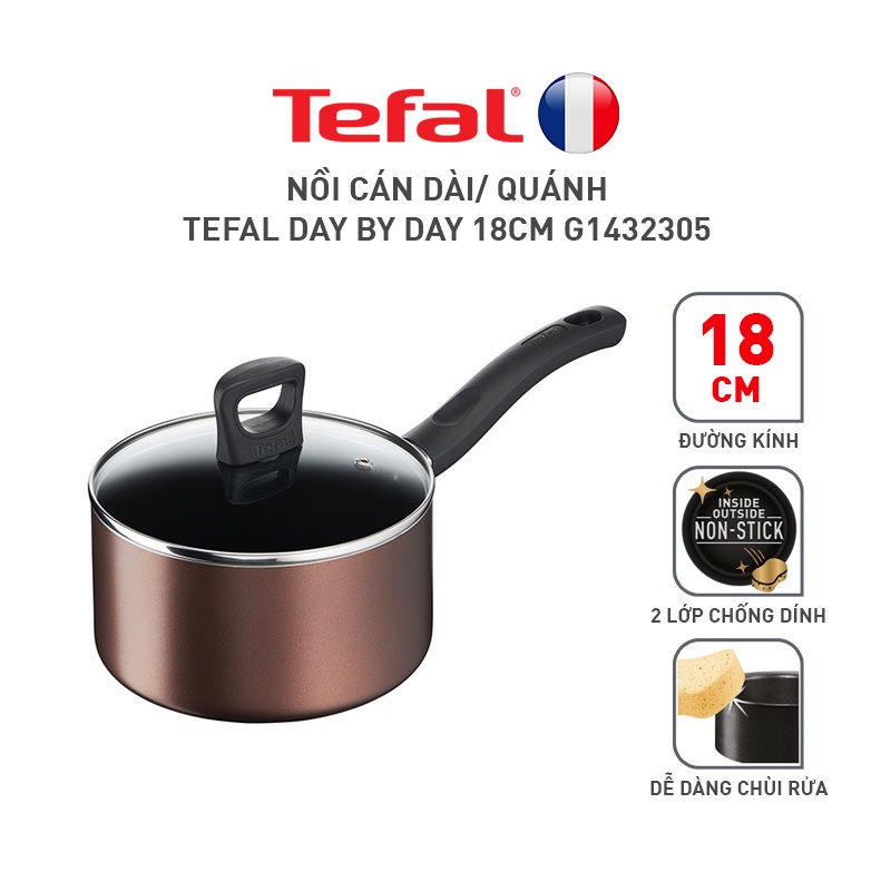 [GIFT] Nồi cán dài/ quánh Tefal Day By Day 18cm