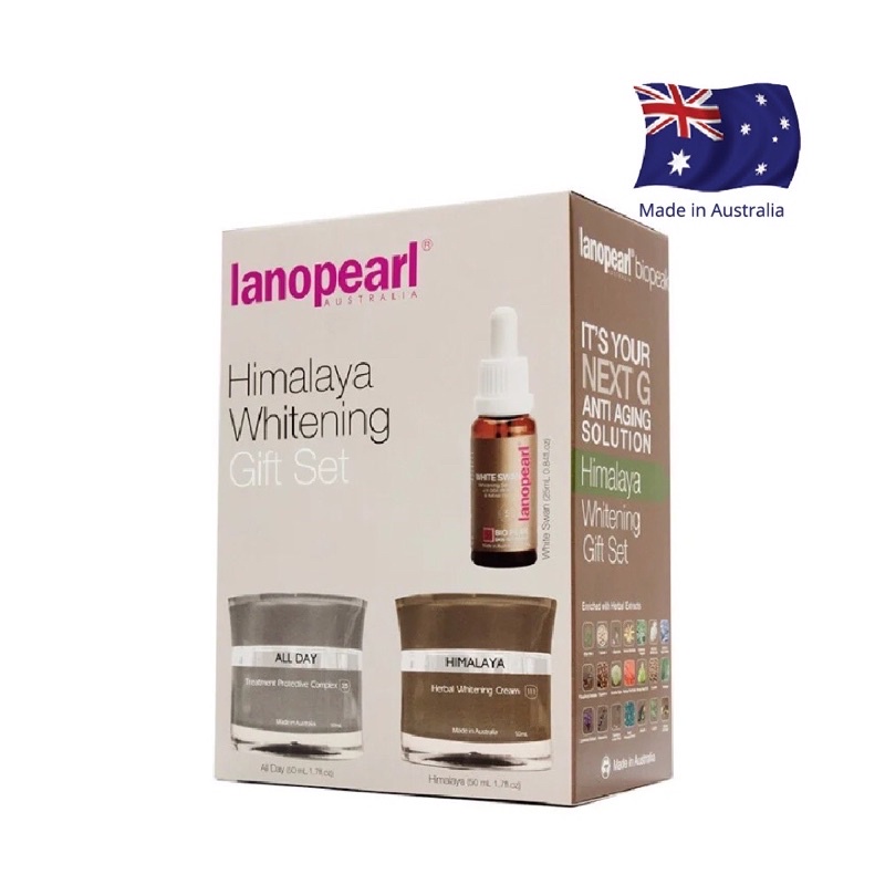 Bộ sản phẩm hỗ trợ mờ nám và làm trắng da Lanopearl Himalaya Whitening Gift Set  Úc