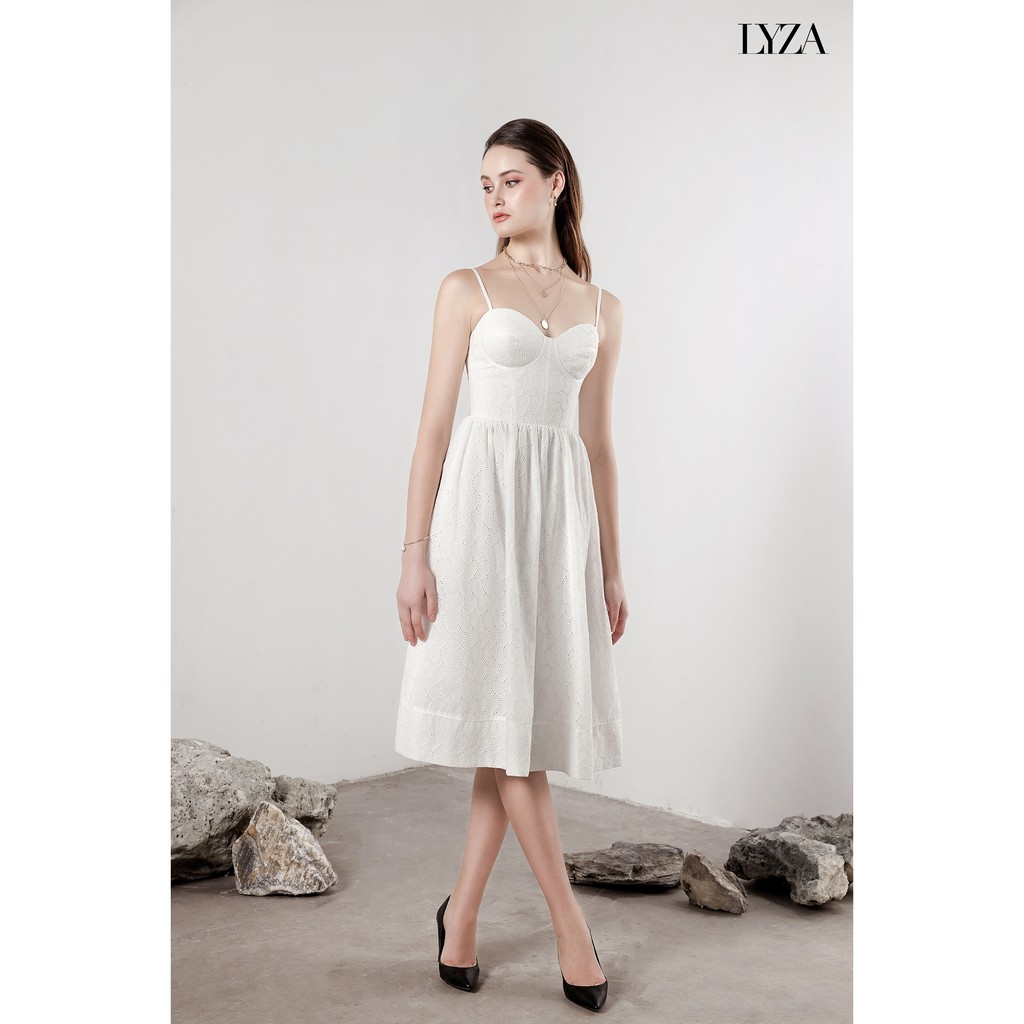 LYZA - Đầm Ren Cotton Phối Đăng Ten