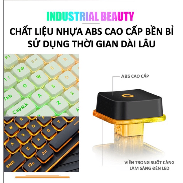 Bàn phím LANGTU L1 chuyên game mặt nhôm cao cấp full size 104 phím có đèn led viền 7 màu - NK