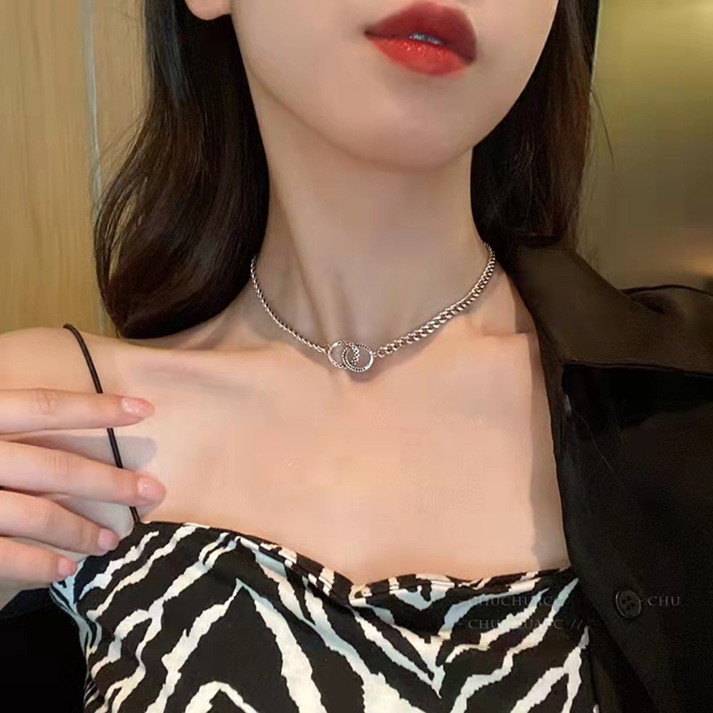 【COD】Vòng cổ Choker Hai Lớp Có Mặt Nhẫn Phong Cách Thời Trang Sang Trọng Dành Cho Nữ