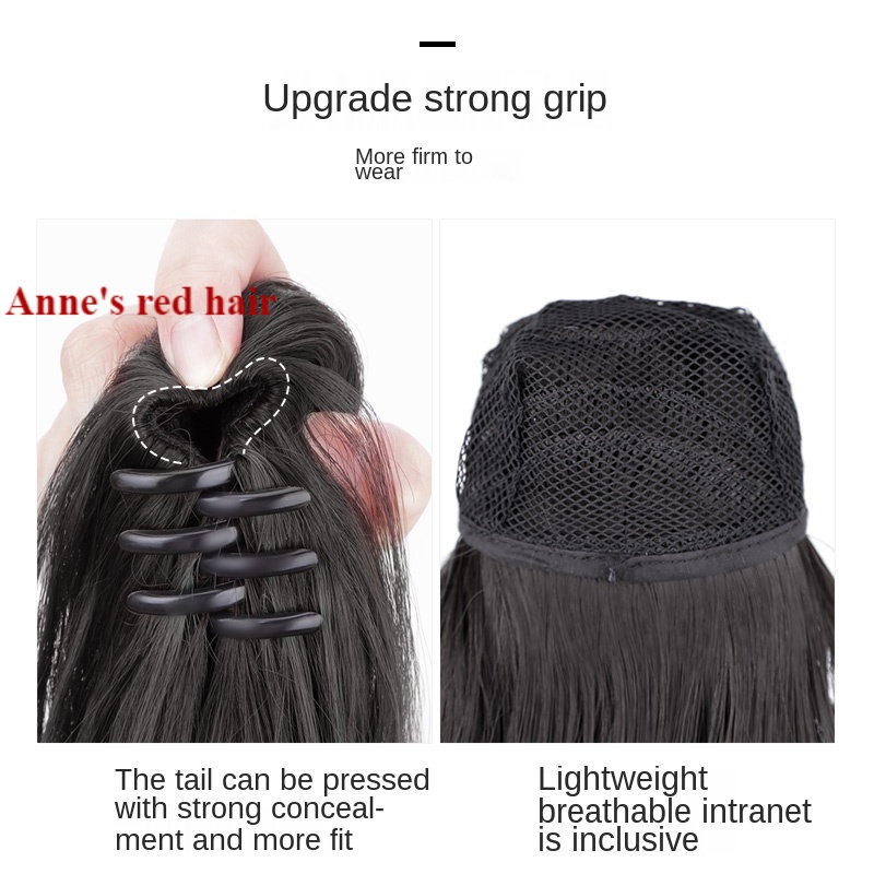Bộ tóc giả gắn kẹp gắp tóc đuôi ngựa kiểu dài cong tự nhiên bồng bềnh cho nữ