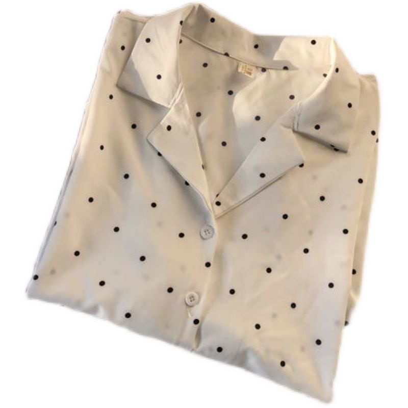Áo Sơ Mi Tay Ngắn Chấm Bi Thời Trang 164582 Áo Sơ Mi Cổ Vest Dáng Rộng Thời Trang Hàn Quốc