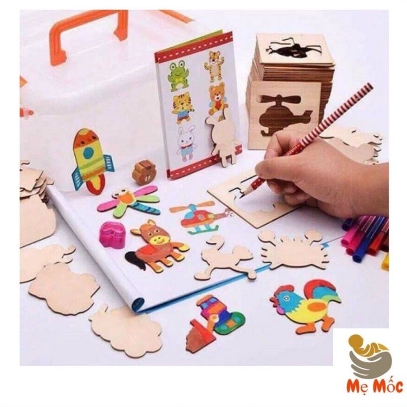 Bộ đồ chơi khuôn vẽ bằng gỗ