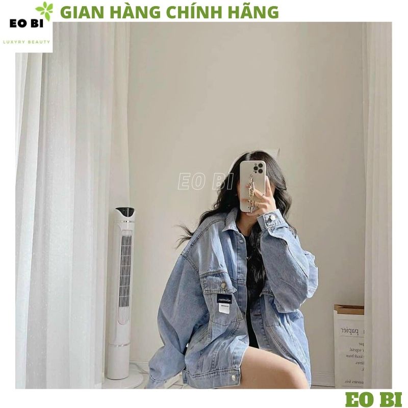 Áo Khoác Nữ Jean UNISEX Form Rộng Nam Nữ Màu Xanh và Đen - Áo khoác bò nữ form rộng suông - EOBI