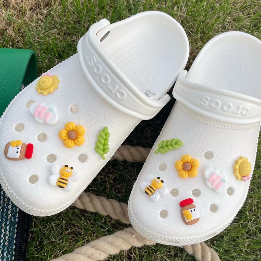 Set 12pcs dép cá sấu dép cros sticker gắn dép cross charm sandal Phụ Kiện Trang Trí Giày Dép 3D Hình Hoa Dễ Thương-AA02