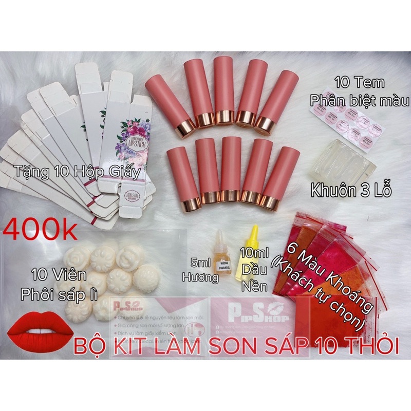 BỘ KIT LÀM SON SÁP 10 THỎI HANDMADE